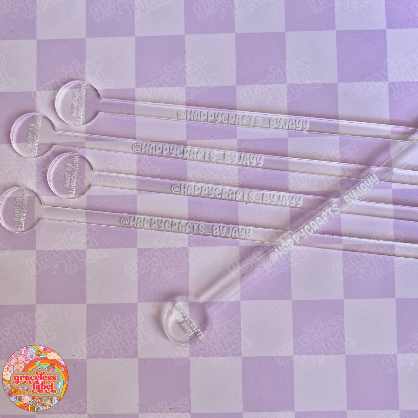 Circle Bottom Clear Acrylic Cake Topper Sticks