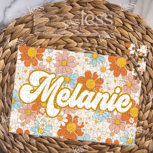 Retro Daisies Custom Name Puzzle